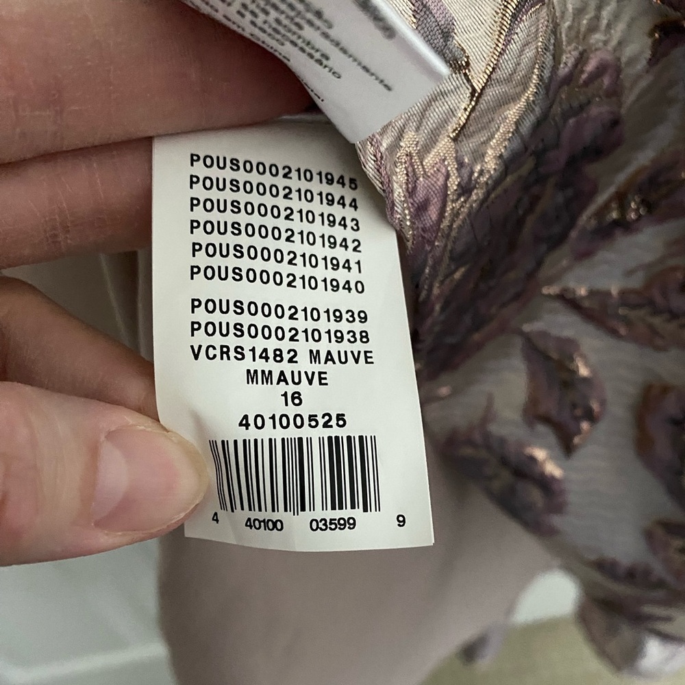 Oleg Cassini Dress in Mauve and Gold Metallic - Picture 9 of 11